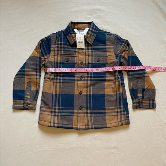 J. Crew Factory Navy and Orange Plaid Sherpa Lined Shacket Size XS 4 - 5 - Picture 5 of 9
